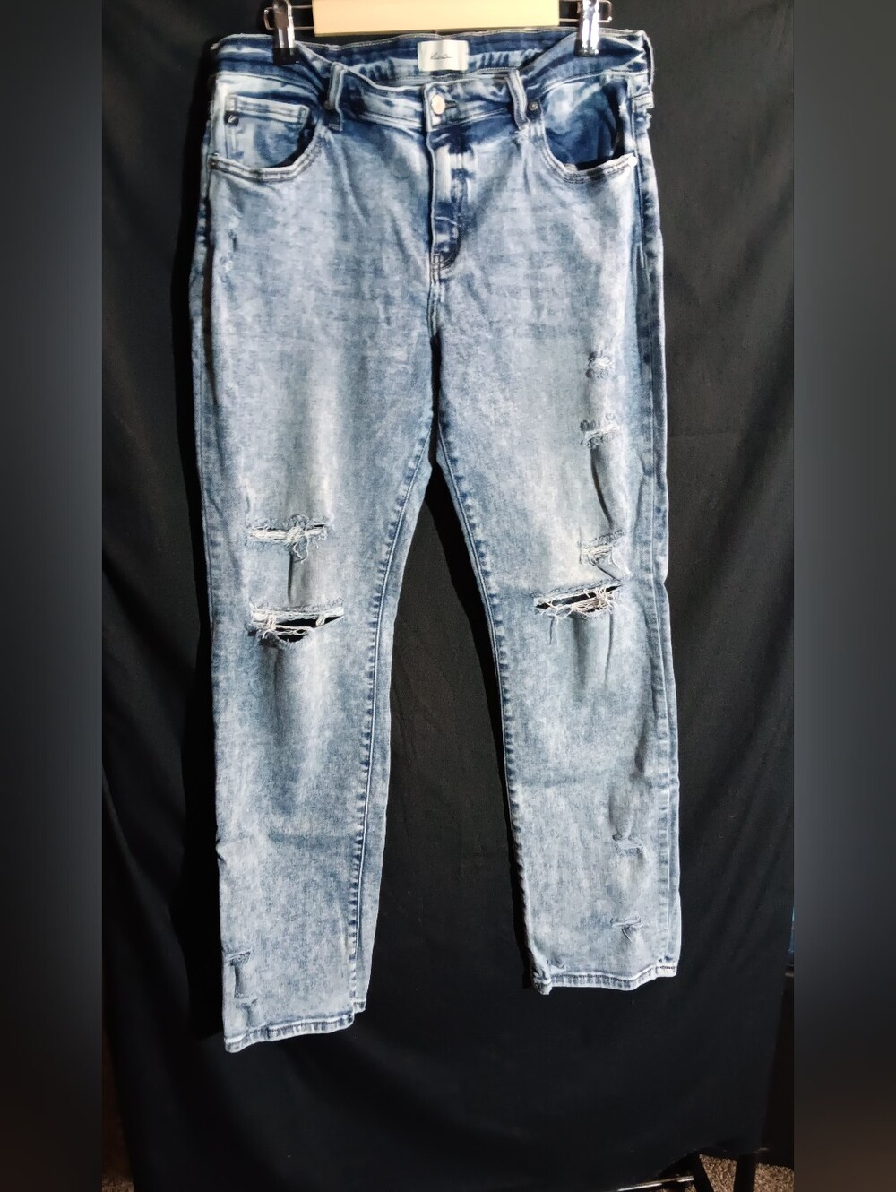 KanCan Men's Slim Straight Distressed Light Blue Jeans